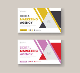 Corporate business and digital marketing youtube thumbnail or web banner template