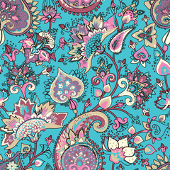 Fototapeta premium Paisley Garden. Vntage Seamless pattern in oriental style with decorative elements in paisley style. 