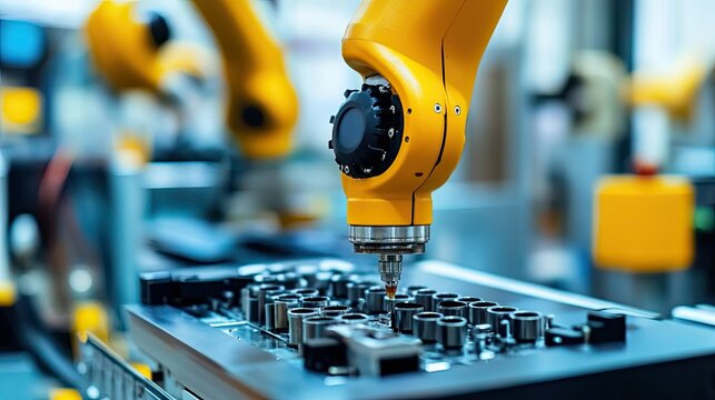 A close-up of a sensor array being installed on an industrial robot, highlighting the role of sensors in mechatronics