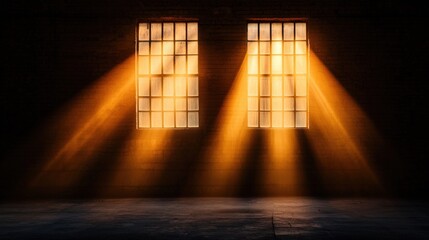 Naklejka premium Light shining through the windows of a historic train station
