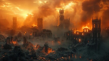 Obraz premium Industrial cityscape at sunset 