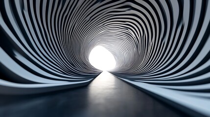 Abstract Tunnel with White Stripes