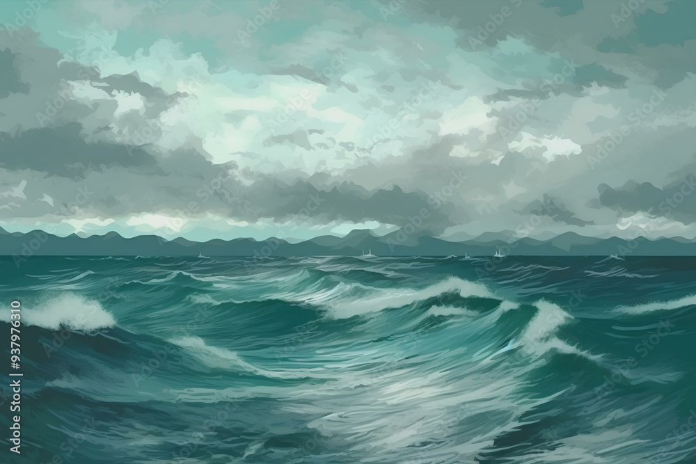 Wall mural stormy sea wave