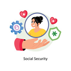 Social Security concepts style illustrations stock illustration
