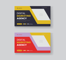 Corporate business and digital marketing youtube thumbnail or web banner template