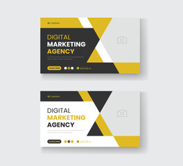 Corporate business and digital marketing youtube thumbnail or web banner template