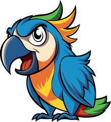 Colorful Angry parrot cartoon illustration