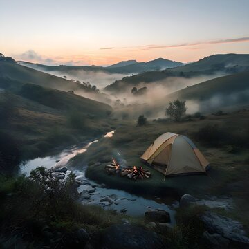 camping in the mountains