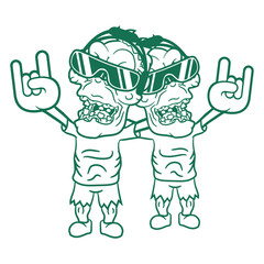 2 Zombies Music DJ Horror Halloween Monster Friends Team Crew Frightening Headphone Sunglasses Party Night Dancing Clubber Raver Comic Humor Cartoon Cool Sound Disco Club Festival Band Concert Love