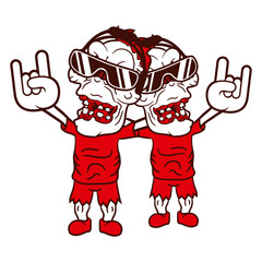 2 Zombies Music DJ Horror Halloween Monster Friends Team Crew Frightening Headphone Sunglasses Party Night Dancing Clubber Raver Comic Humor Cartoon Cool Sound Disco Club Festival Band Concert Love