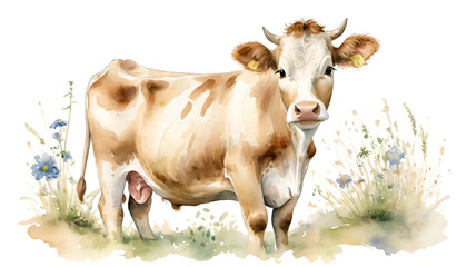 A Watercolor Portrait of a cow
