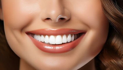 Beautiful white shining teeth, woman smile, dental care