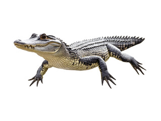 Obraz premium photo of a crocodile floating mid-air on isolated background 