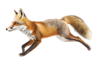 fox floating mid-air on isolated background
