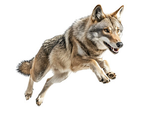 Obraz premium photo of a wolf floating mid-air on isolated background 