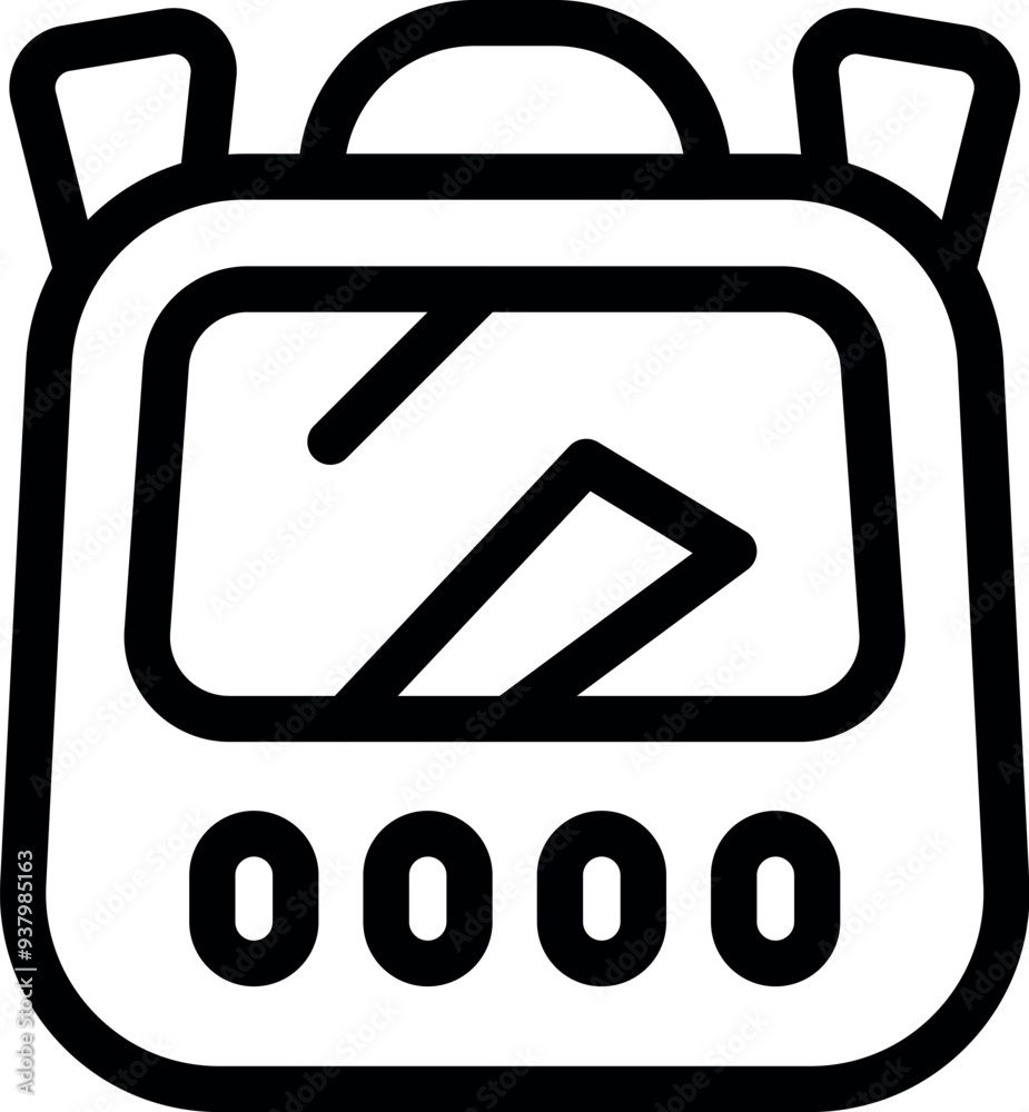 Poster line icon of a handheld gps navigation device showing a route on the screen with buttons