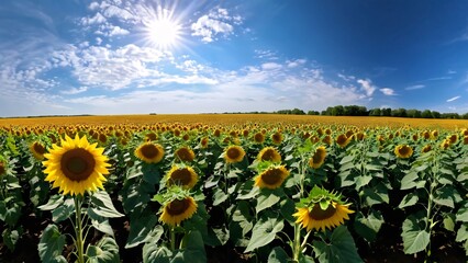 Obraz premium Field of Sunflowers Facing the Sun