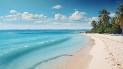 Beautiful beach with white sand and blue water.