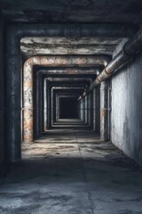 Obraz premium an empty, dark tunnel with a light at the end