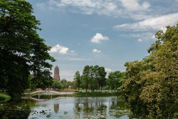 Ayutthaya Historical Park summer garden in Thailand