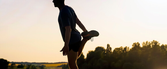 The athlete warms up before running.