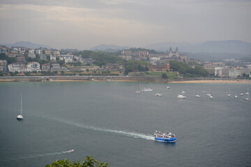 Obraz premium Aerial view of the Beach of La Concha in San Sebastian