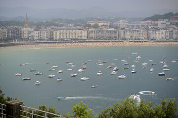 Obraz premium Aerial view of the Beach of La Concha in San Sebastian