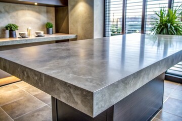 Fototapeta premium Polished modern grey limestone texture serving as a sleek, empty wall or luxury table top, evoking a sense of sophistication and refinement in a contemporary setting.