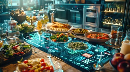 Digital interface displaying holiday dinner recipes and menu ideas. 