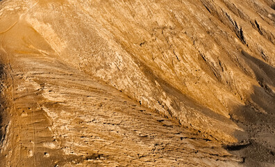A volcano crater, beautiful volcanic mountains of Lanzarote, Canary islands at sunset.