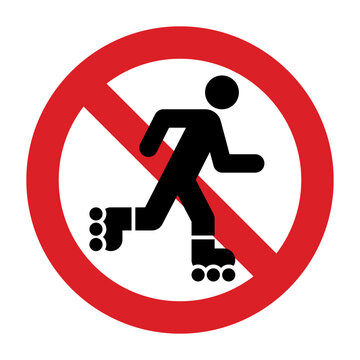 recommend clip art: No roller skate sign. No Allowed Skating Sign. Prohibited Roll Zone. Forbidden Roller Skate Pictogram. Ban Rollerskate