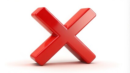 Obraz premium Red X symbol overlaid on a white background, indicating rejection, cancellation, or deletion, commonly used to express negation or correction in design and communication.
