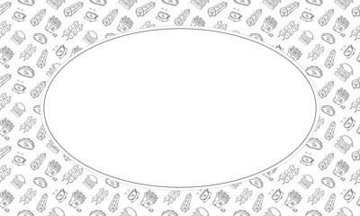 food and beverage frame in doodle style frame background