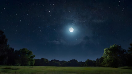 a clear view of bright stars scattered across a deep blue-black sky