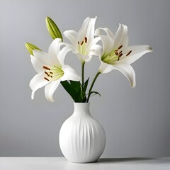 Lily Flower in a Vase on a Modern Minimalistic Background - Perfect for Contemporary Decor, Minimalist Interiors, and Elegant Floral Design