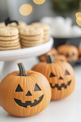 Delightful Halloween Gathering with Festive Costumes, Pumpkins, and a Table Full of Treats
