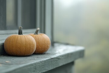 Frost-kissed pumpkins resting on a porch, inviting visitors with a sense of joy and comfort, embodying the essence of the season.