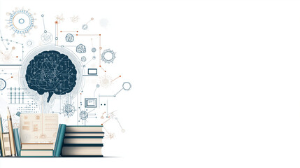 An elegant certificate background featuring a modern classroom environment integrated with AI elements. The design includes subtle circuit patterns, digital interfaces, and abstract representations of