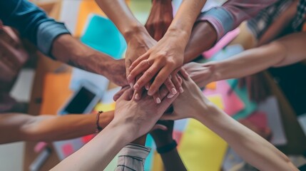 Diverse Professionals in Creative Brainstorming Session Symbolizing Teamwork and