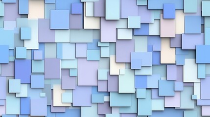 seamless pattern, Abstract composition of overlapping squares in varying shades of blue, creating a modern and fresh visual effect.