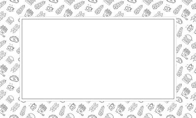 food and beverage frame in doodle style frame background