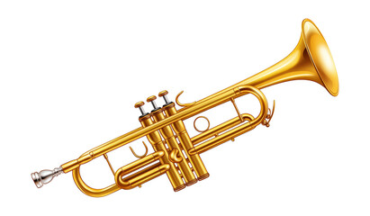Obraz premium Vintage golden trumpet isolated on white