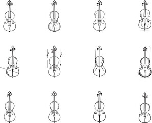 abstract monochrome illustration of violin