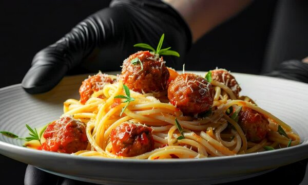 Delicious spaghetti and meatballs presented with a touch of elegance and flair
