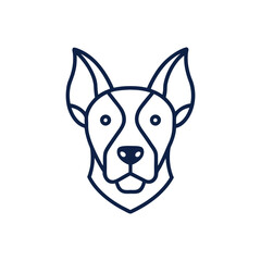 simple Minimalist monoline lineart outline dog head icon logo template vector illustration