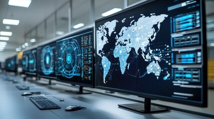 Global Network Monitoring System with World Map on Screen