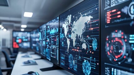 Global Network Monitoring System with World Map on Computer Monitors