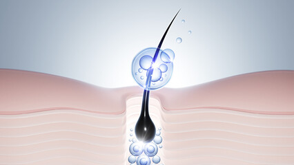 Moisturize And Damage hair, Advertisement Material For Shampoo, Repair Damaged Hair Concept, 3D Rendering