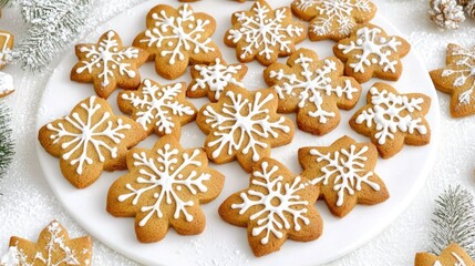 Festive Delights: Christmas Gingerbread Cookies Adorned with Icing, Capturing the Spirit of Holiday Baking and Celebration.