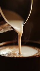 Close up of barista working in coffee shop, preparing coffee. University student working part-time in cafe.
